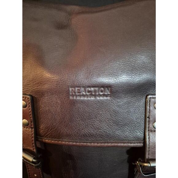 Kenneth Cole Reaction Brown Leather Backpack Laptop Bag Satchel Academia - Picture 4 of 13